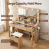 Dressing Table Vanity Desk Set LED Bulbs RGB Light Wood