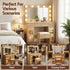 Dressing Table Vanity Desk Set LED Bulbs RGB Light Wood