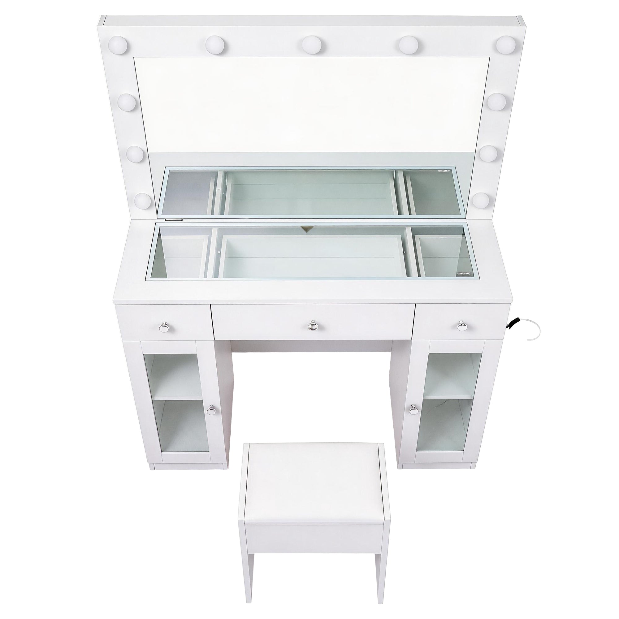 Dressing Table Vanity Desk Set LED Bulbs RGB Light White