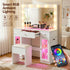 Dressing Table Vanity Desk Set LED Bulbs RGB Light White