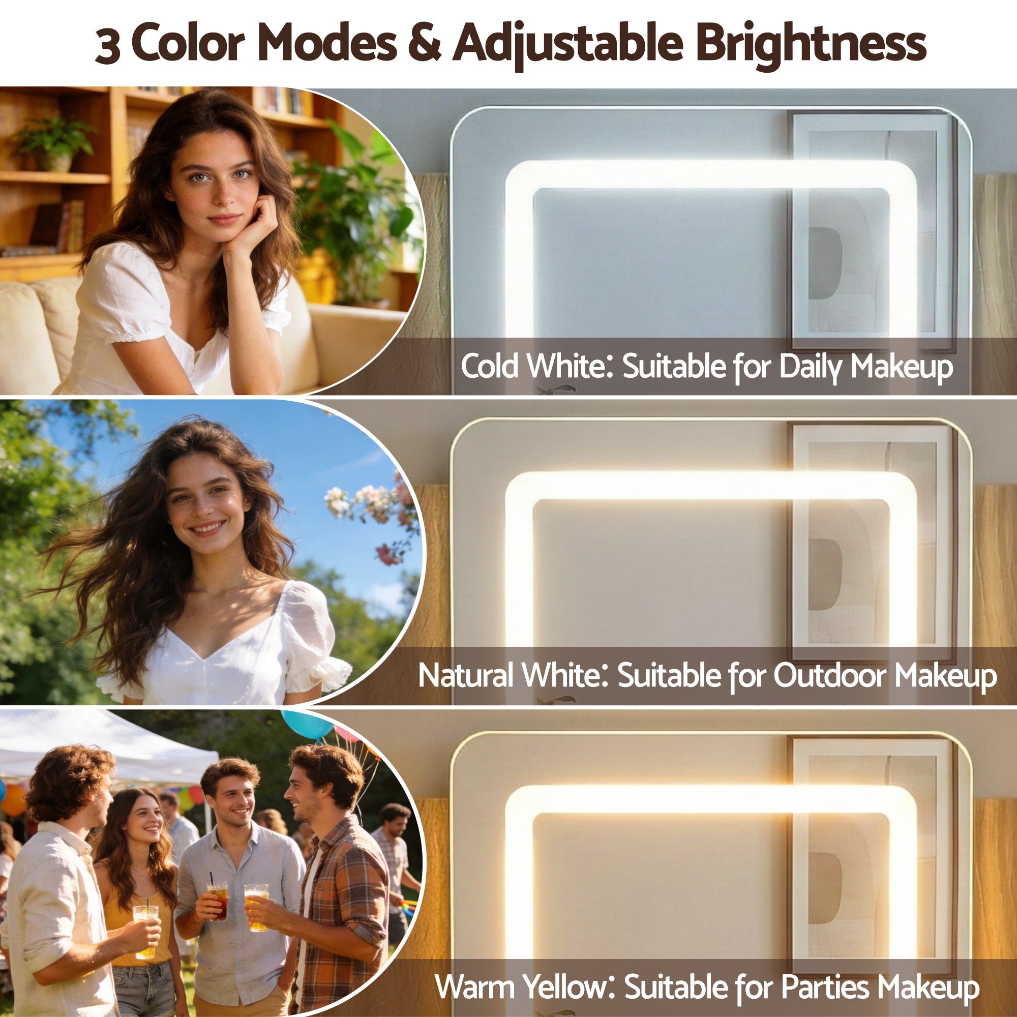 Dressing Table LED Vanity Desk Set Stool Wood