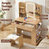 Dressing Table LED Vanity Desk Set Stool Wood