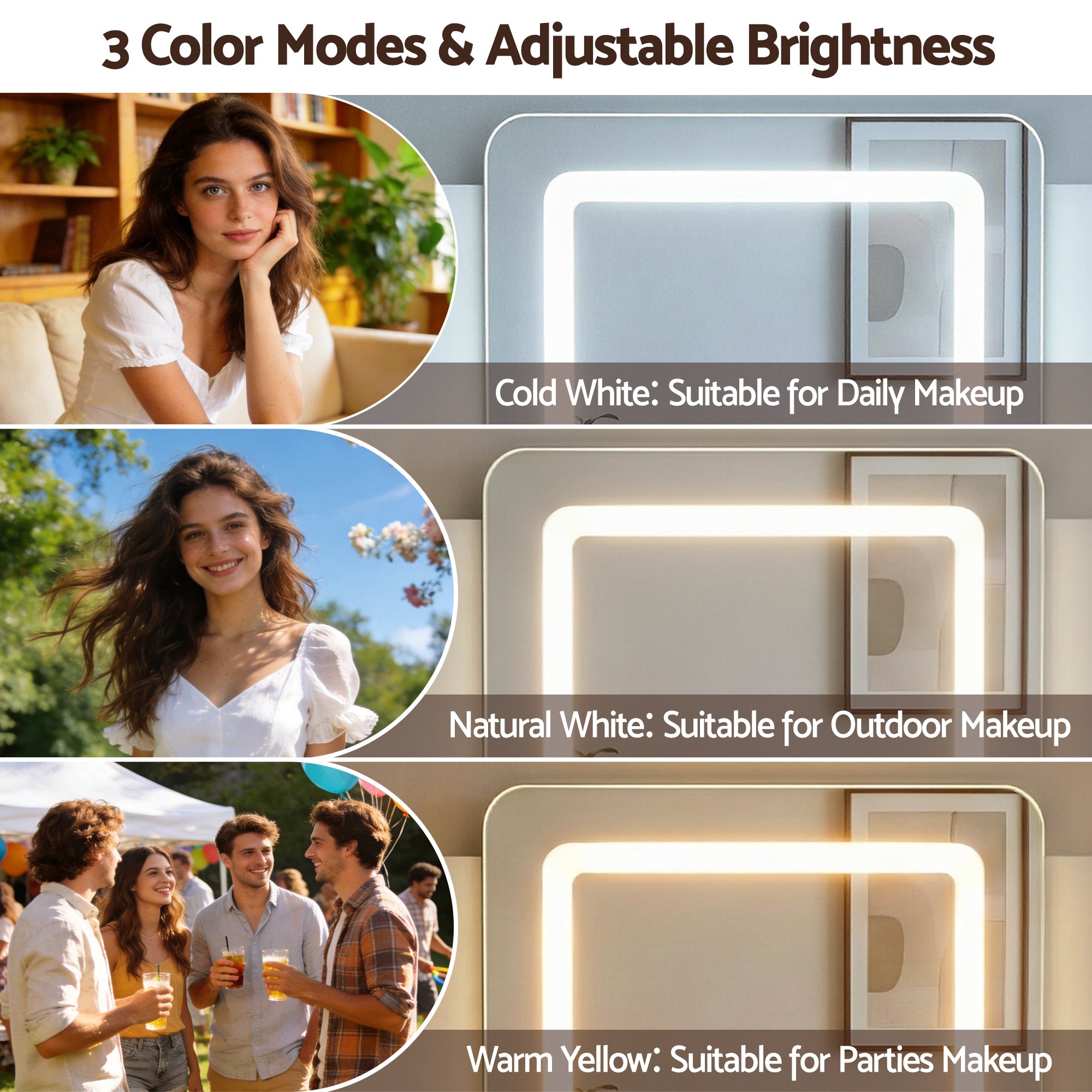 Dressing Table LED Vanity Desk Set Stool White