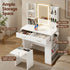 Dressing Table LED Vanity Desk Set Stool White