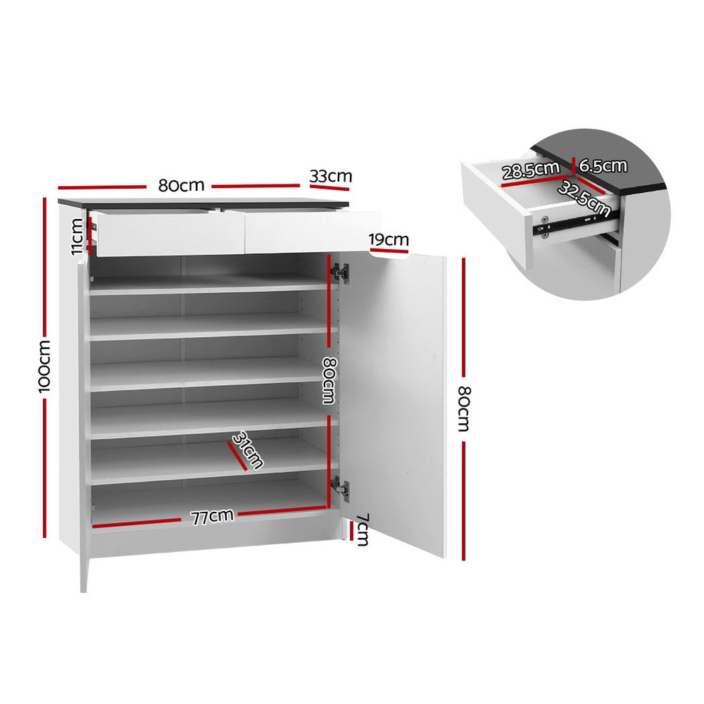 Artiss Shoe Rack Cabinet 30 Pairs White Eve