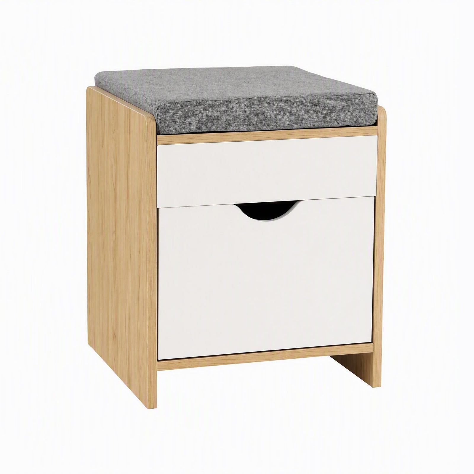 Artiss Storage Ottoman with Drawer, 100kg Capacity, Removable Cushion, Pine