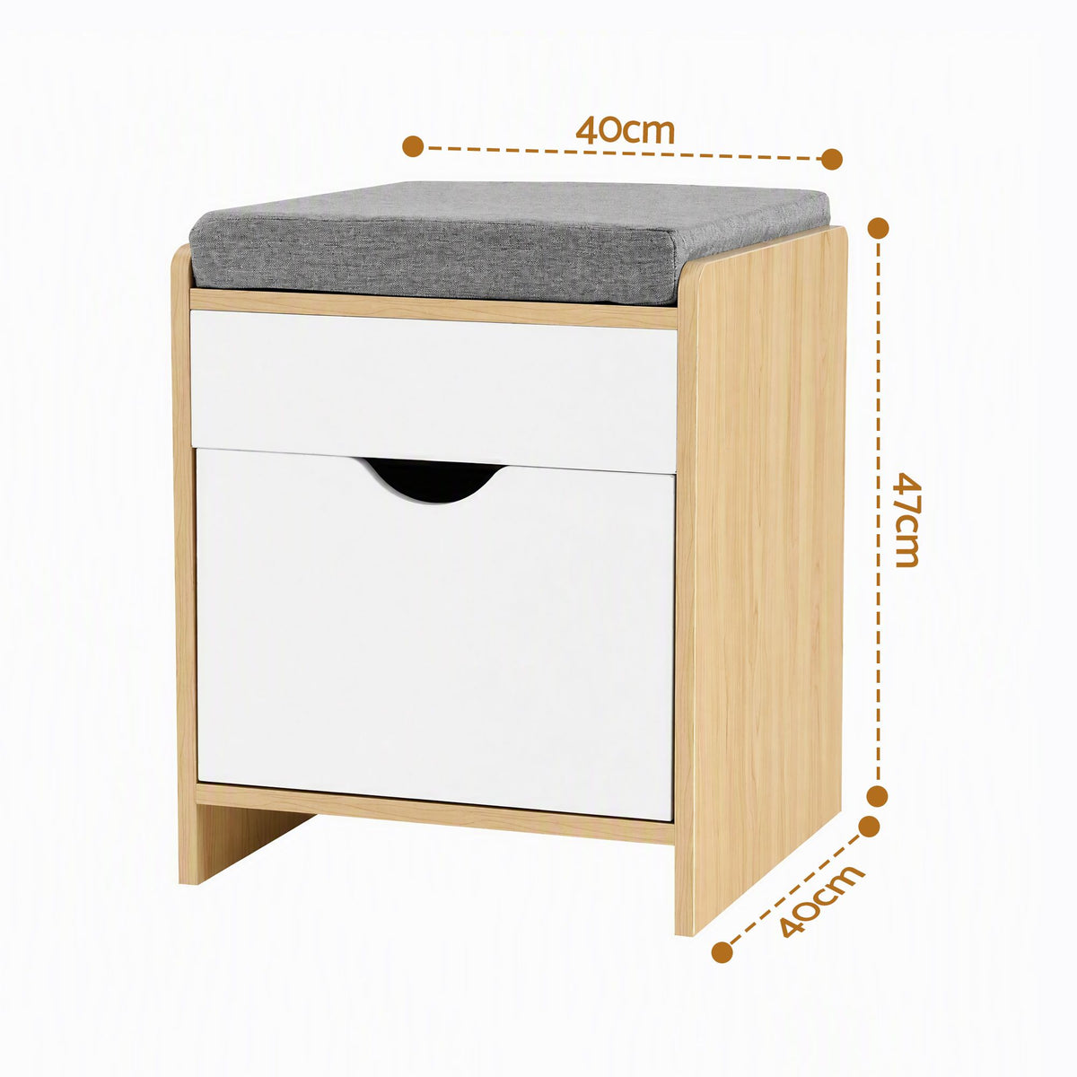 Artiss Storage Ottoman with Drawer, 100kg Capacity, Removable Cushion, Pine