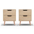 2 x Bedside Table 2 Drawers - BODEN Pine
