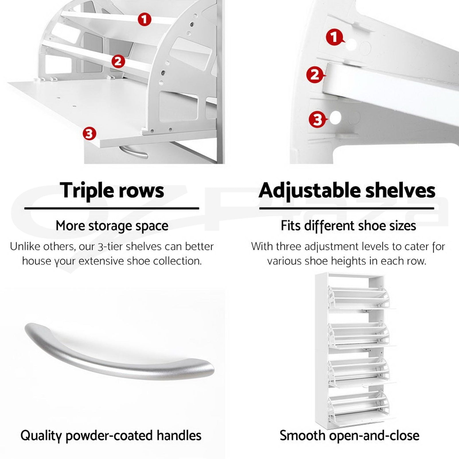 Artiss Shoe Cabinet Set 2‑Piece White – 4 Flip Drawers, Adjustable Shelves, 160cm