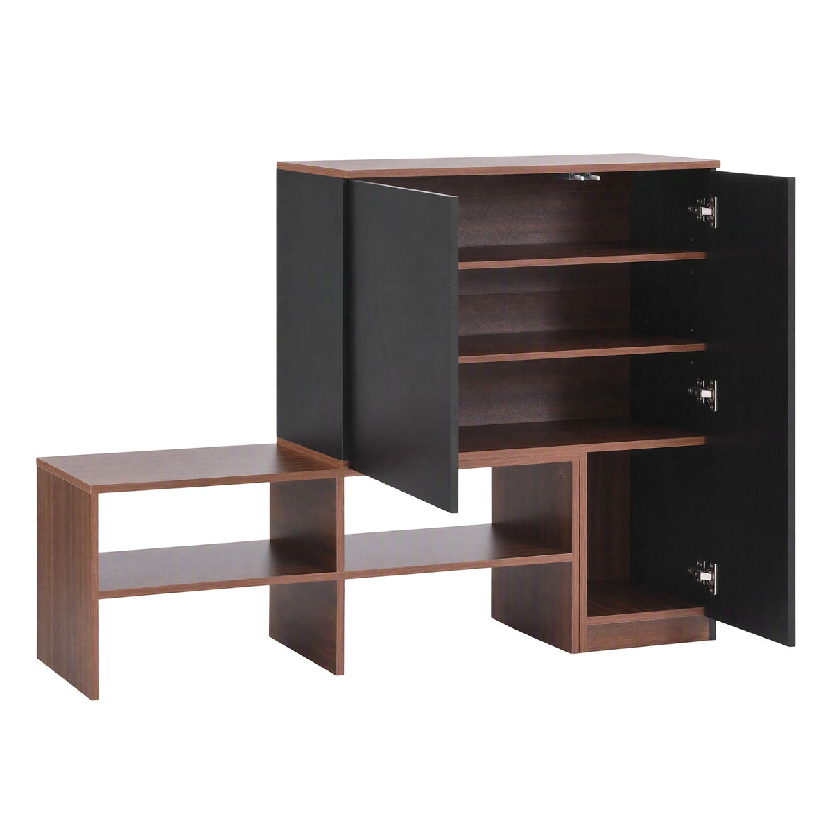 Artiss 2 in 1 Shoe Cabinet Bench 22 Pairs Adjustable Shelf Hallway Walnut Black