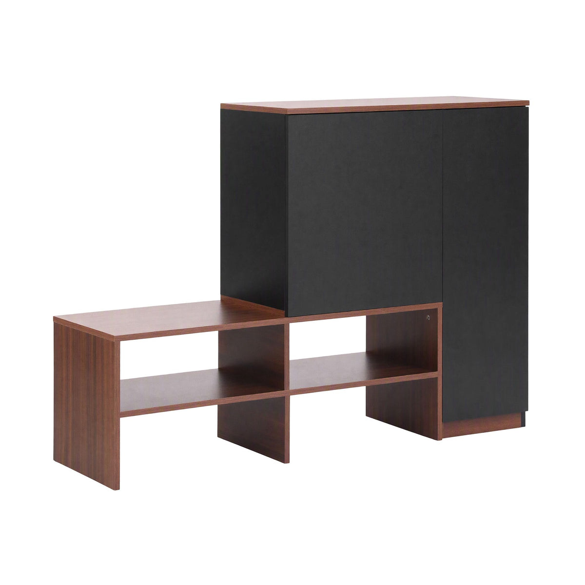 Artiss 2 in 1 Shoe Cabinet Bench 22 Pairs Adjustable Shelf Hallway Walnut Black