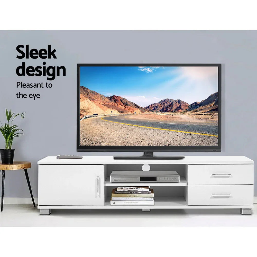 TV Entertainment Unit Storage Cabinet Drawers White 120cm