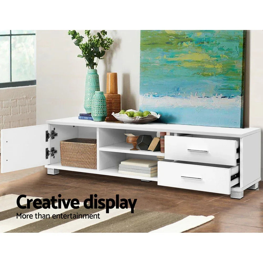 TV Entertainment Unit Storage Cabinet Drawers White 120cm