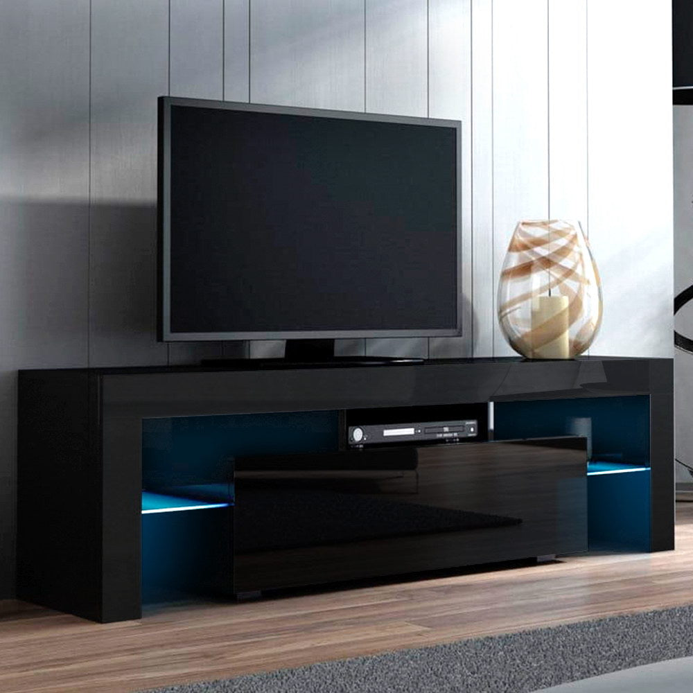 Entertainment Unit TV Cabinet LED 130cm Black Elo