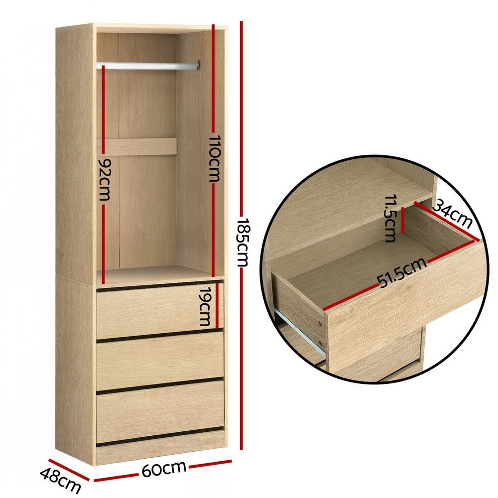 Wardrobe Clothes Closet Storage Organizer Pine
