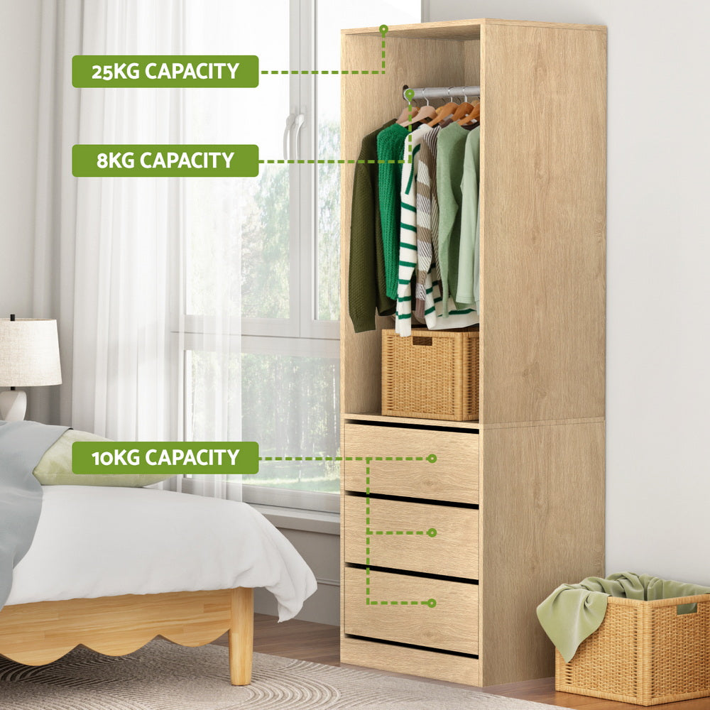 Wardrobe Clothes Closet Storage Organizer Pine
