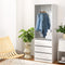White Wardrobe Clothes Closet with 3 Drawers Hanging Rail Storage Organizer