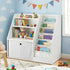 Kids Bookshelf & Storage Organizer – 3‑in‑1 Sling Shelves + Drawer, White