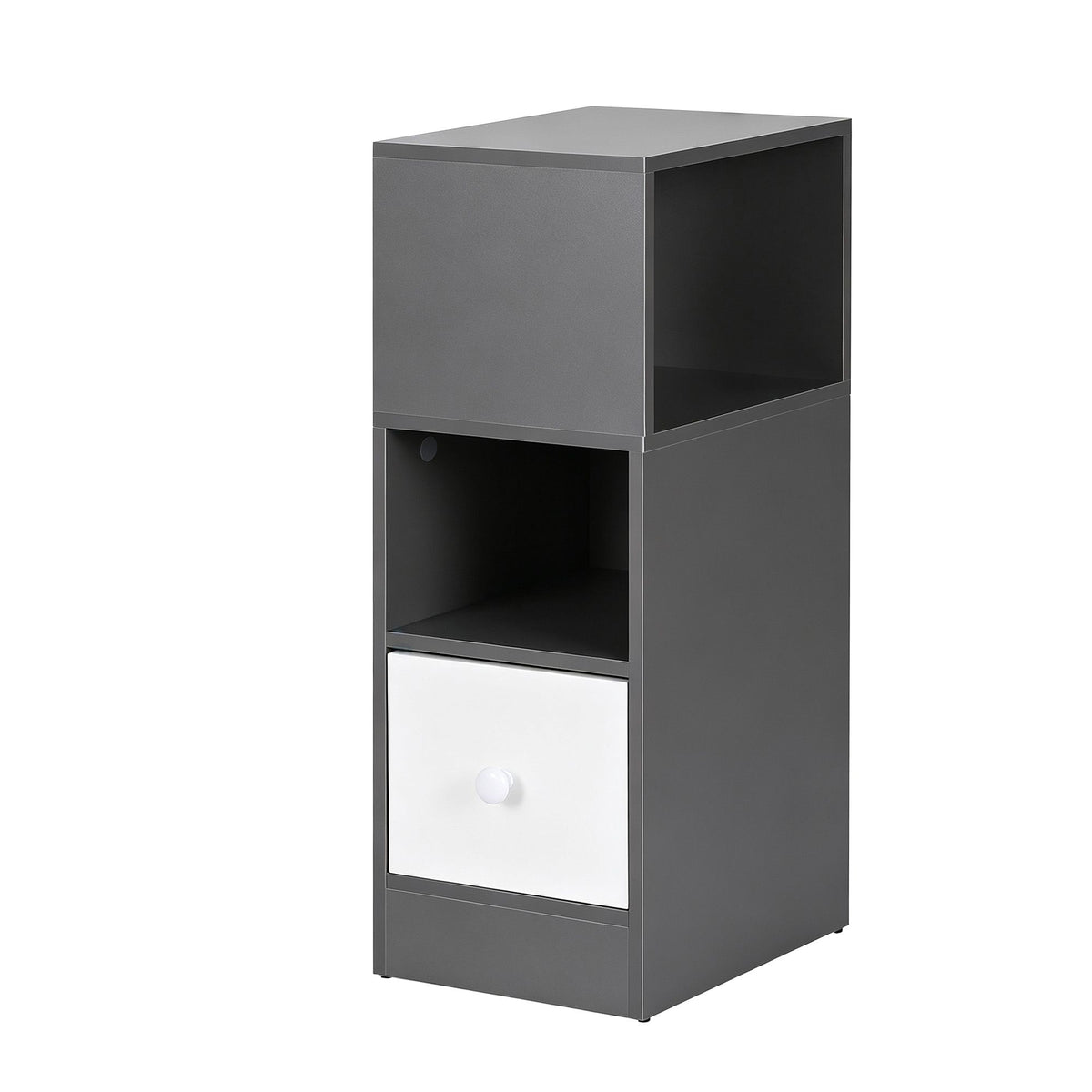 Artiss Narrow Bedside Table 25cm Slim Side Cabinet with Drawer & Shelves Grey
