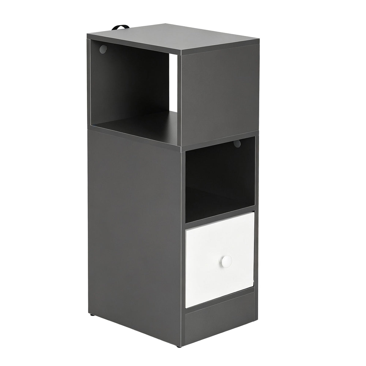Artiss Narrow Bedside Table 25cm Slim Side Cabinet with Drawer & Shelves Grey