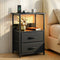 Smart LED Nightstand – Charging Station, Foldable Drawers, 40×30×60cm, Black