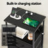 Smart LED Nightstand – Charging Station, Foldable Drawers, 40×30×60cm, Black