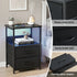 Smart LED Nightstand – Charging Station, Foldable Drawers, 40×30×60cm, Black
