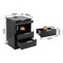 LED Bedside Table – Charging Station, 2 Drawers, Pull‑Out Tray, Black