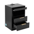 LED Bedside Table – Charging Station, 2 Drawers, Pull‑Out Tray, Black