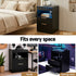 LED Bedside Table – Charging Station, 2 Drawers, Pull‑Out Tray, Black