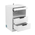 Bedside Table LED Nightstand Charging Station 2 Drawers - White