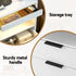 Bedside Table LED Nightstand Charging Station 2 Drawers - White