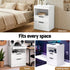 Bedside Table LED Nightstand Charging Station 2 Drawers - White
