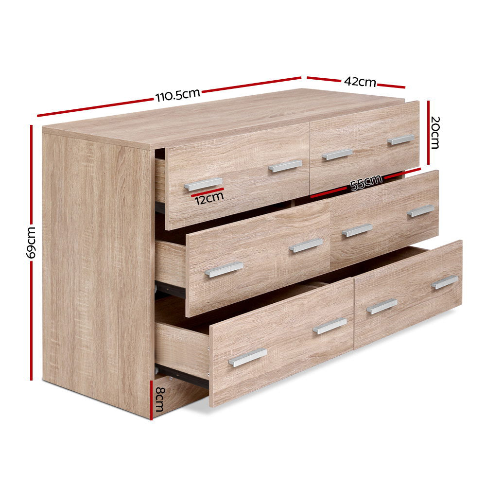 6 Chest of Drawers - VEDA Oak