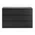 6‑Drawer Chest of Drawers – Black, 120×39×82cm, Groove Handles, Melamine