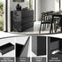 6‑Drawer Chest of Drawers – Black, 120×39×82cm, Groove Handles, Melamine