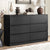 6‑Drawer Chest of Drawers – Black, 120×39×82cm, Groove Handles, Melamine
