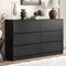 6‑Drawer Chest of Drawers – Black, 120×39×82cm, Groove Handles, Melamine