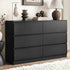 6‑Drawer Chest of Drawers – Black, 120×39×82cm, Groove Handles, Melamine