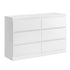 6‑Drawer Chest of Drawers – White, 120×39×82cm, Groove Handles, Melamine
