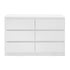 6‑Drawer Chest of Drawers – White, 120×39×82cm, Groove Handles, Melamine