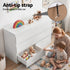 6‑Drawer Chest of Drawers – White, 120×39×82cm, Groove Handles, Melamine