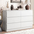 6‑Drawer Chest of Drawers – White, 120×39×82cm, Groove Handles, Melamine