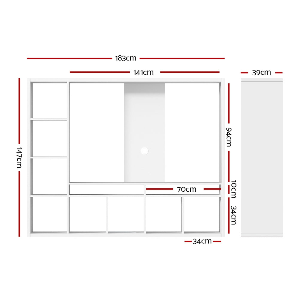 Entertainment Center Unit TV Stand TV Cabinet Open Shelves 183CM White
