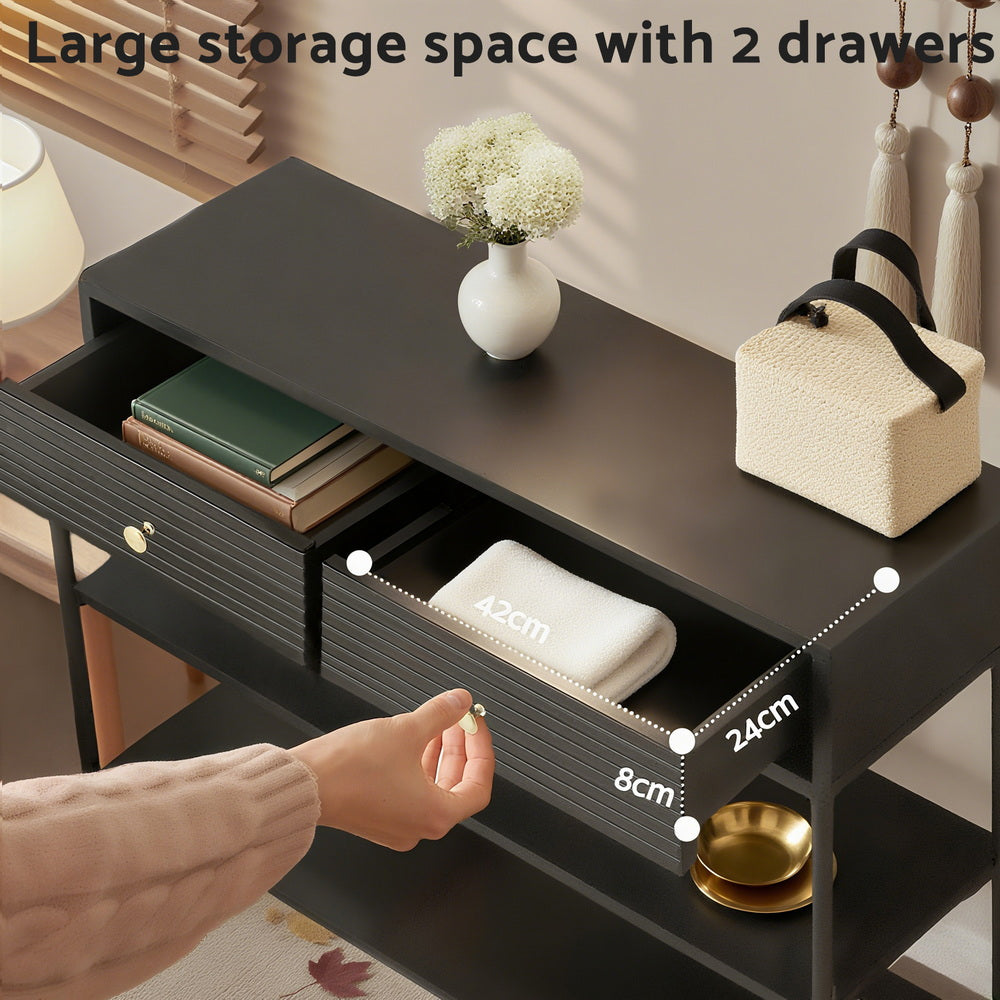 Artiss Console Sofa Table 3-Tier Black