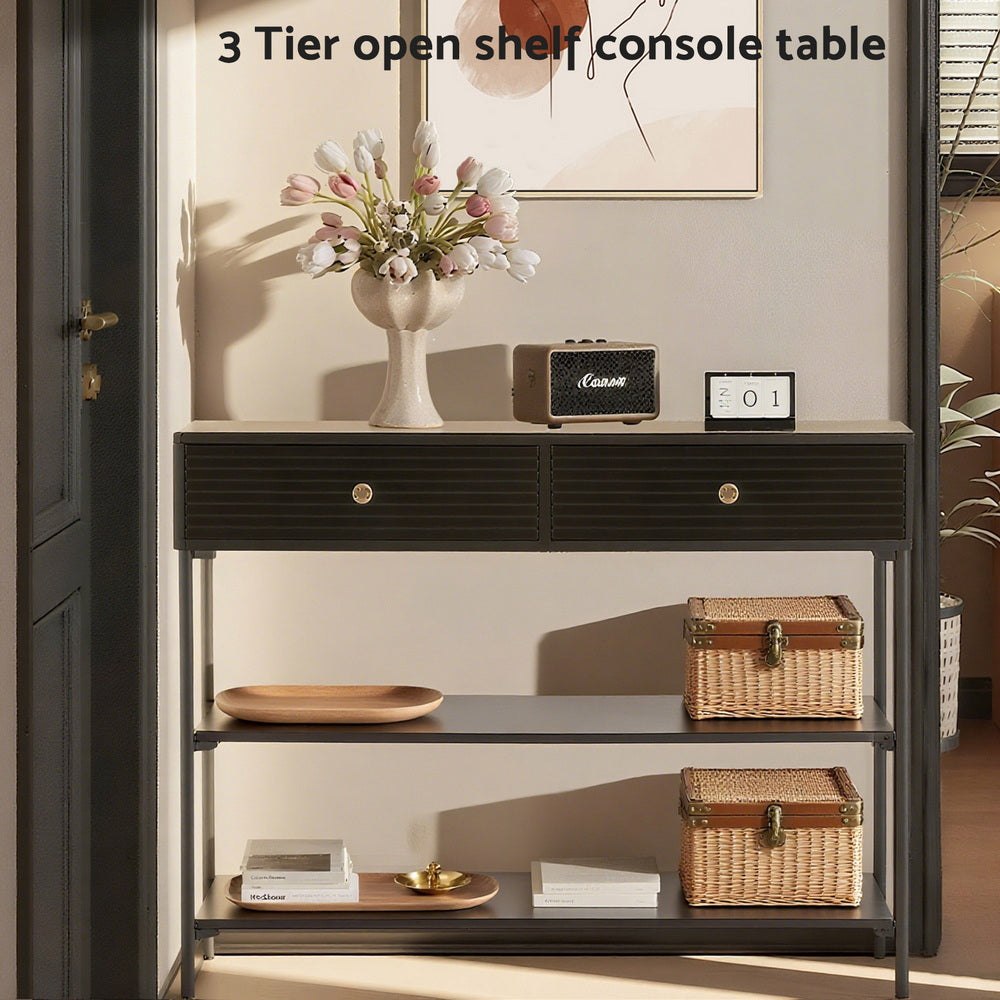 Artiss Console Sofa Table 3-Tier Black