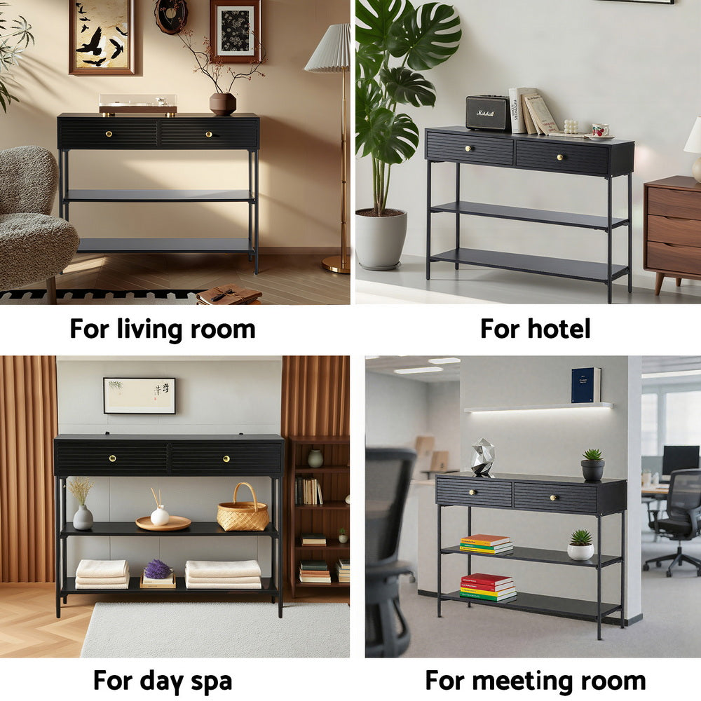 Artiss Console Sofa Table 3-Tier Black