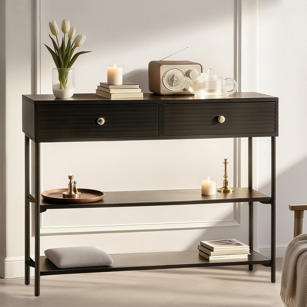 Artiss Console Sofa Table 3-Tier Black