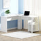 Artiss L Shape Computer Desk White with Shelves Cable Management Office Desk