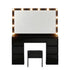 Dressing Table Vanity Desk Set Stool 12 Led Bulbs Black